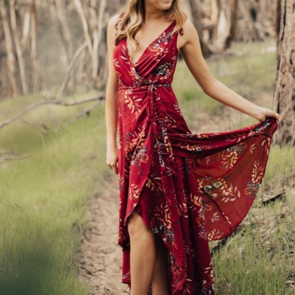 ❤️Lulus Amal Burgundy Floral Print Dress - Picture 2 of 9